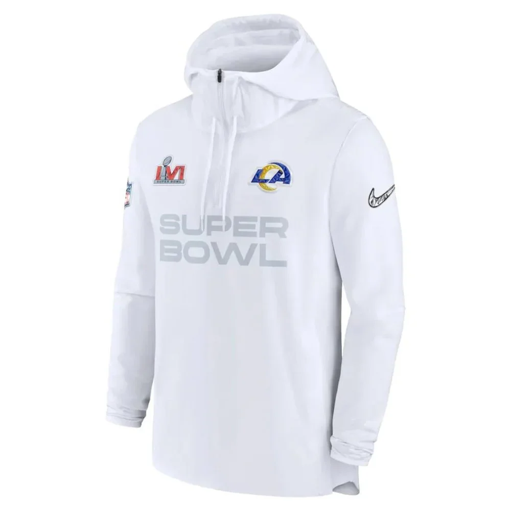 Rare Los Angeles Rams 100% Nike Super Bowl LVI White Diamond Player Media Hoodie - Picture 2 of 4